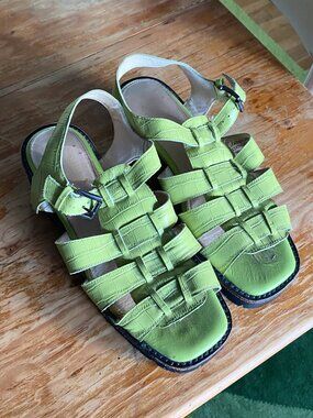 Intentionally Blank Haddie Dad Fisherman Sandal in Green Apple Sz 9
